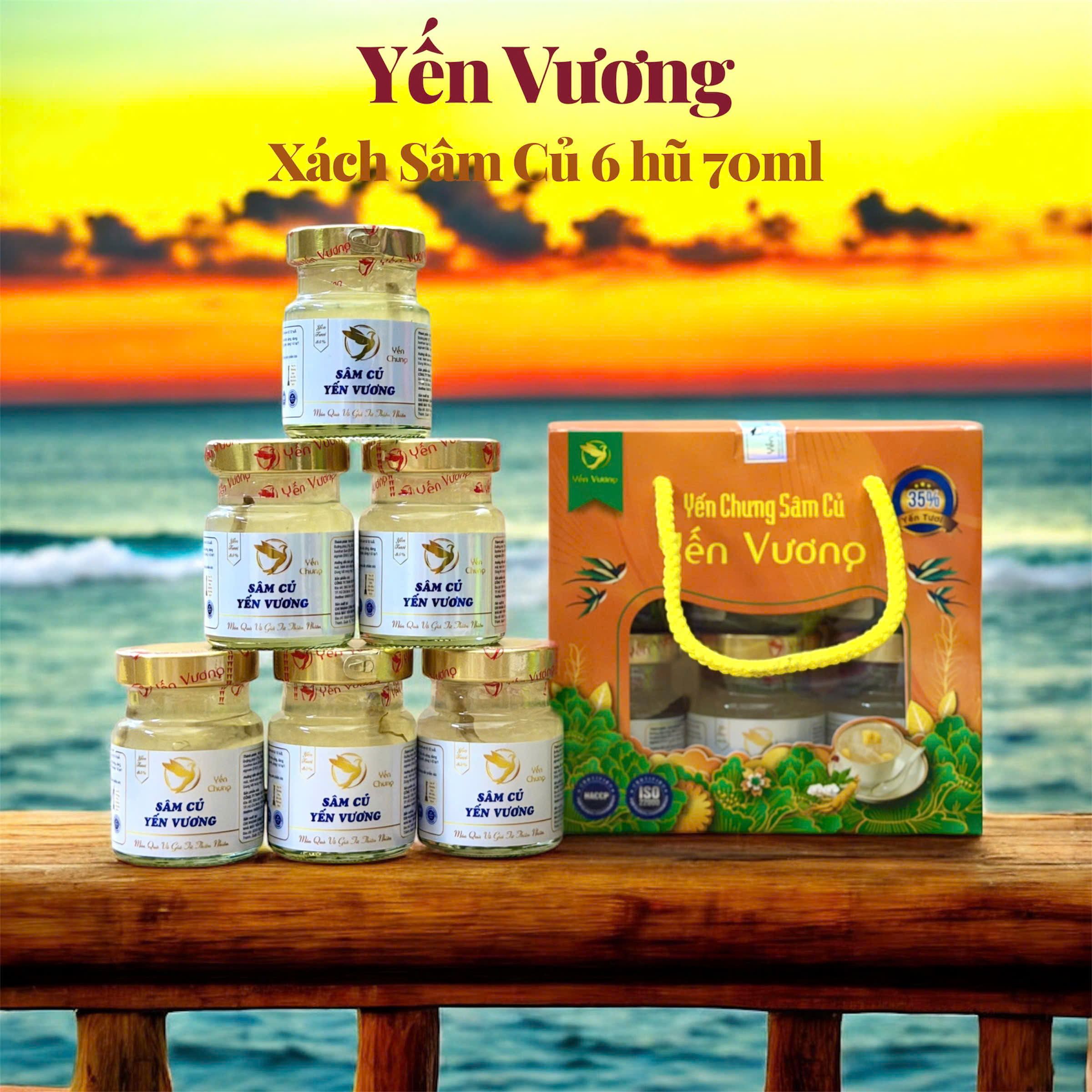 Lốc 6 hũ yến Vương 70ml Sâm Củ